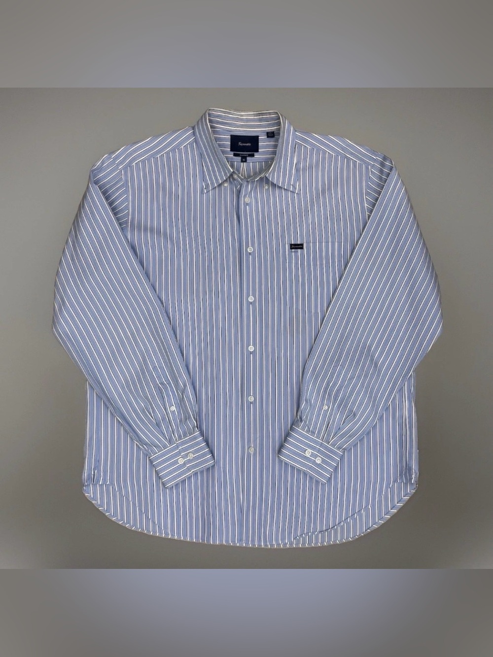 Faconnable Classique Shirt Mens Sz XL Blue Stripe Button Up Long Sleeve France